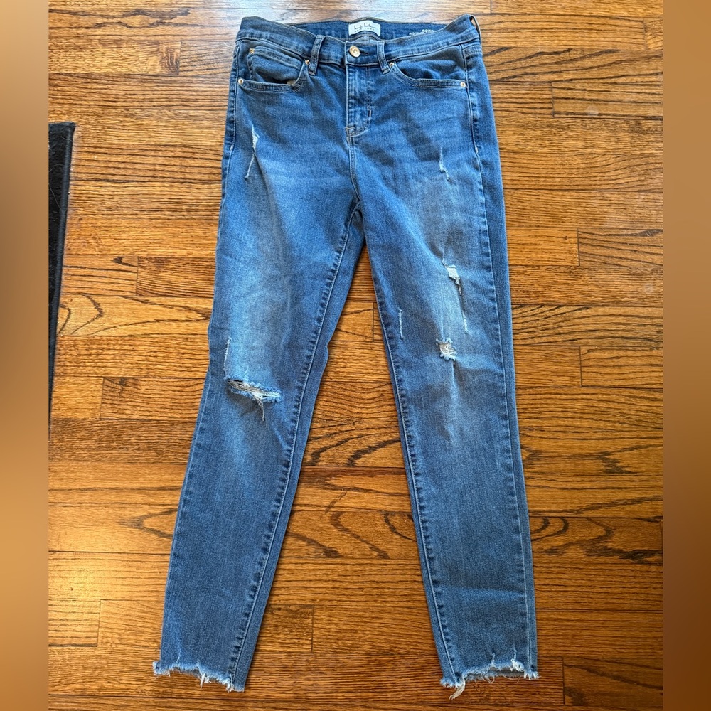 Nicole Miller Blue Distressed Skinny Jeans